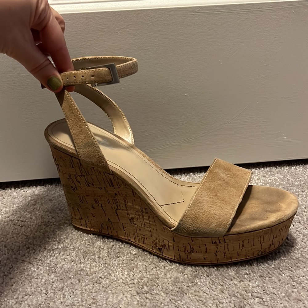 Charles David Suede Cork Wedge Sandals